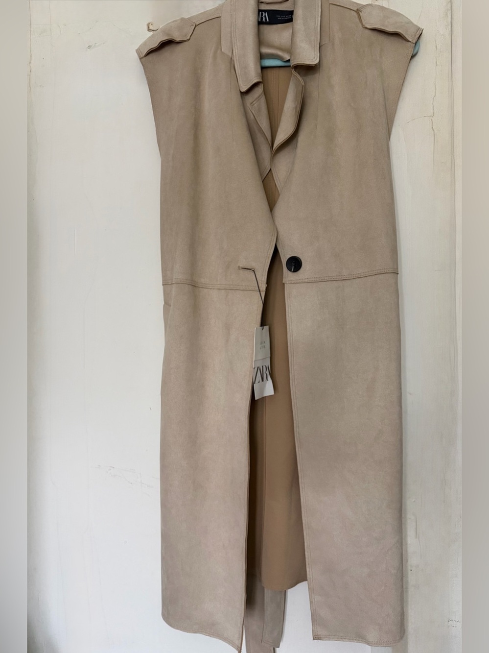 ZARA Sleeveless Trench Coat in Beige-Taupe